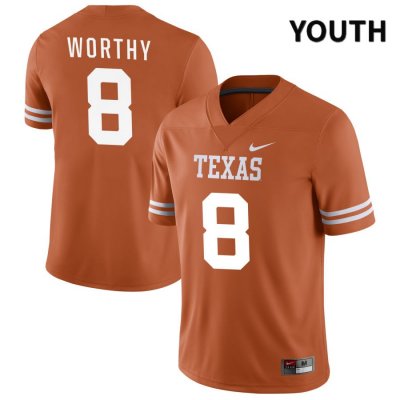 Texas Longhorns Youth #8 Xavier Worthy Authentic Orange NIL 2022 College Football Jersey VHH86P6W